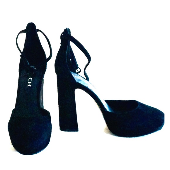 Coach Black Suede Chrystie Platform Pumps - Picture 1 of 1
